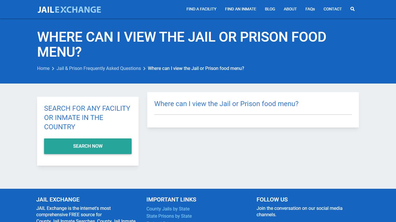 Where can I view the Jail or Prison food menu? - Jail Exchange